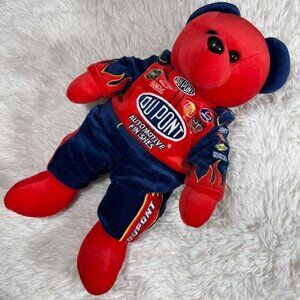 Vintage Nascar Jeff Gordon 24 DuPont Red Navy Stuffed Animal Plush Bear
